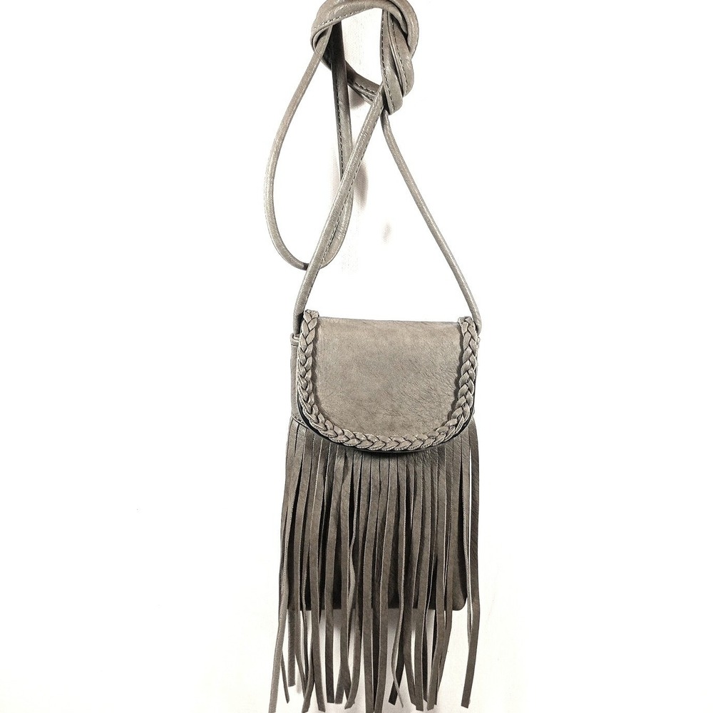 Mellow World Crossbody Phone Bag Small Taupe Good Boho Fringe Braided Western